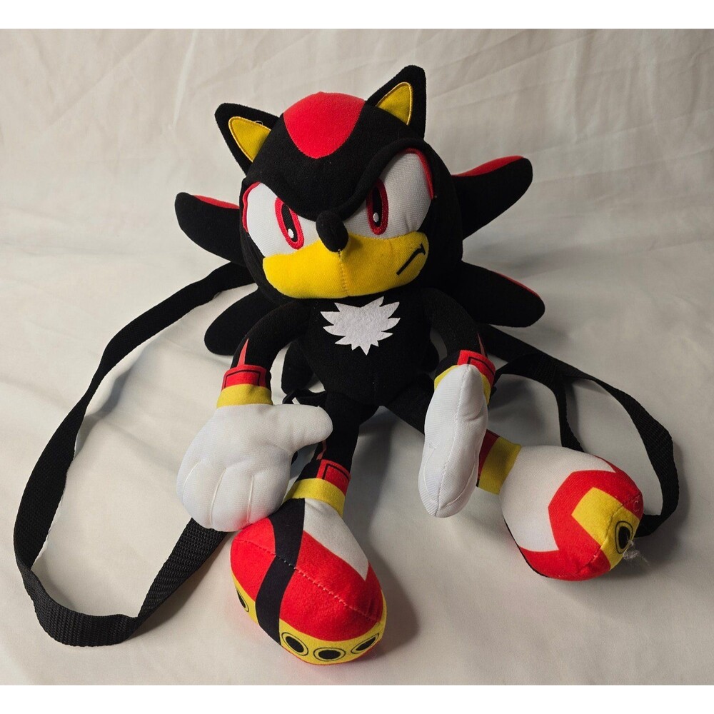 Shadow The Hedgehog Sonic Backpack/Plush 14" Stuffed Toy Bag SEGA